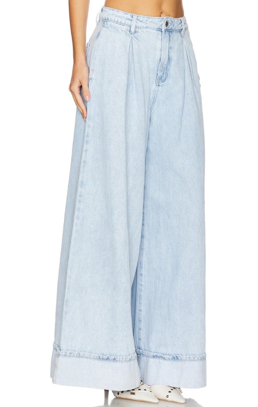 $98 Revolve WeWoreWhat Denim Pleated Wide Leg 26 / XS